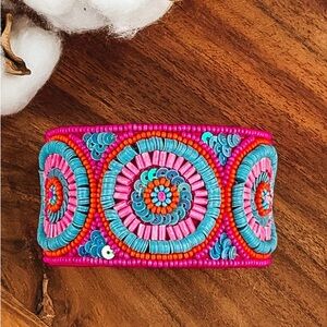 Colorful Beaded Women's Cuff Bracelet